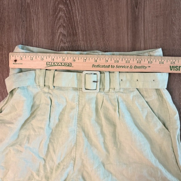 Abercrombie & Fitch High Rise Linen Blend Shorts Sz M Light Sage Green Pistachio - Picture 6 of 11